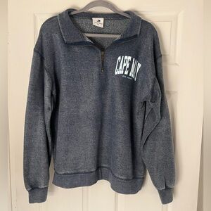 Ocean Drive Cape May Women’s Blue/Gray Quarter-Zip Sweatshirt Medium